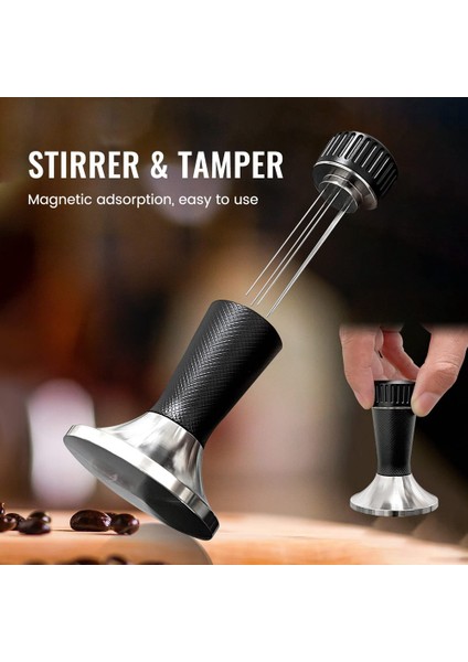 2'si 1 Arada 53,3 mm Espresso Sabotaj ve Wdt Aracı, Karıştırıcılı Kahve Sabotajı, Paslanmaz Çelik Espresso Baskı Aracı (Siyah) (Yurt Dışından) fiyatları