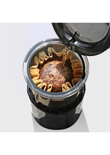 Kalıcı Filtreli Kahve Makinesi Yeniden Kullanılabilir Paslanmaz Çelik Kahve Damlatıcı Filtre Istiflenebilir Tasarım, Siyah (Yurt Dışından) fırsatları