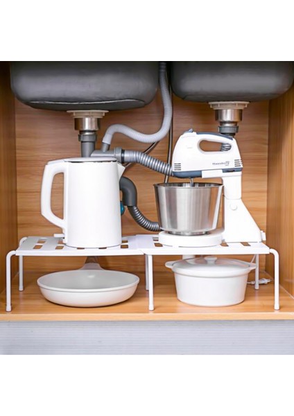 Mutfak Genişletilebilir Tezgah Raf Organizatör Rafları Banyo Kiler Masaüstü Depolama Organizatör Tutucular Beyaz (Yurt Dışından) fırsatları