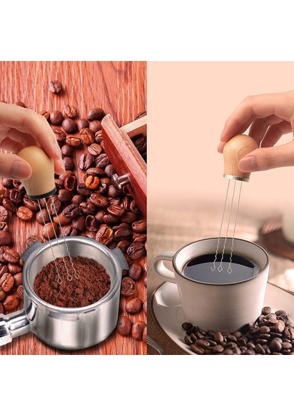 Iğne Espresso Kahve Karıştırıcı, Kahve Dağıtım Tozu Kolu Için Karıştırma Aracı Profesyonel Barista Kül Ahşap A (Yurt Dışından)
