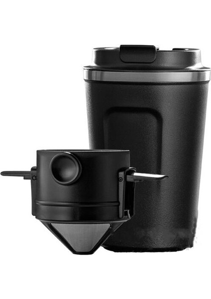 380 ml Taşınabilir El Fincan Kahve Yalıtım Fincan Paslanmaz Çelik Seyahat Fincan Yalıtım Asılı Kulak Filtresi Damla-Siyah (Yurt Dışından)