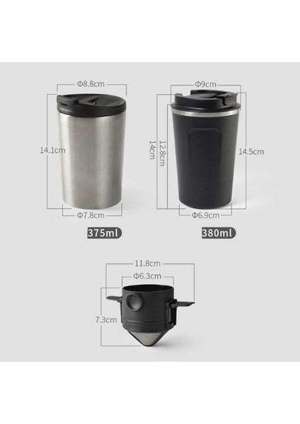 380 ml Taşınabilir El Fincan Kahve Yalıtım Fincan Paslanmaz Çelik Seyahat Fincan Yalıtım Asılı Kulak Filtresi Damla-Siyah (Yurt Dışından) indirimleri