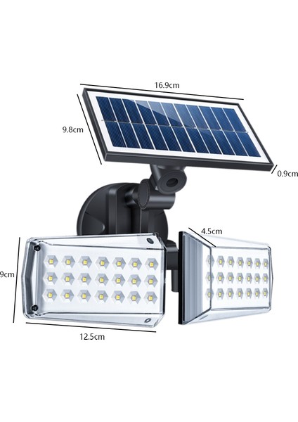 80LED Çift Kafa Güneş Duvar Işık Sensörü Cob Duvar Lambası Spot Açık Havada Güneş Enerjili Bahçe Işık Yard LED Lamba Su Geçirmez (Yurt Dışından)