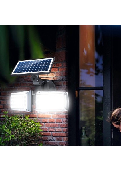 80LED Çift Kafa Güneş Duvar Işık Sensörü Cob Duvar Lambası Spot Açık Havada Güneş Enerjili Bahçe Işık Yard LED Lamba Su Geçirmez (Yurt Dışından)