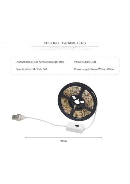 Akıllı Lamba Pır Hareket Sensörü El Tarama LED Gece Lambası 5 V USB LED Şerit Su Geçirmez Bant Yatak Odası Ev Dolap Dekor A (Yurt Dışından)