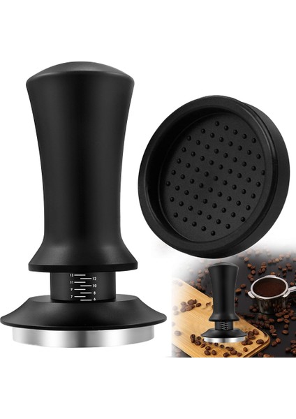 51 mm Kahve Sabotajı Ayarlanabilir Derinlik ve Terazili Espresso Yayları Kalibreli Tamponlu Paslanmaz Çelik Matlı Düz Taban (Yurt Dışından) fiyatları