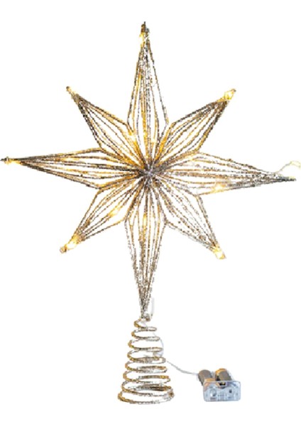 Noel Ağacı Toppers Yıldız LED Lamba Ev Noel Süslemeleri Ağaç Süsleri Için Sekiz Köşeli Yıldız Ağacı Işık, Gümüş (Yurt Dışından)