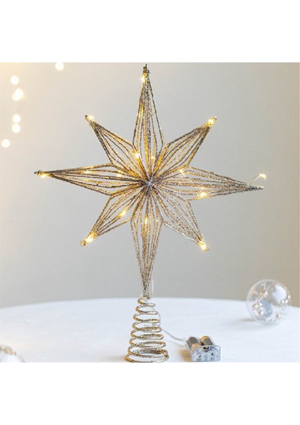 Noel Ağacı Toppers Yıldız LED Lamba Ev Noel Süslemeleri Ağaç Süsleri Için Sekiz Köşeli Yıldız Ağacı Işık, Gümüş (Yurt Dışından) modelleri