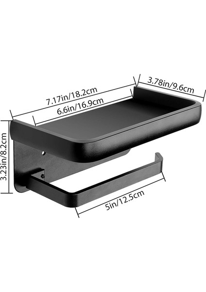 Banyo Için Telefon Raflı Klozet Kağıtlığı, Raflı Duvara Monte Dispenser (Siyah) (Yurt Dışından)