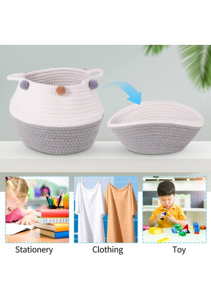 Pamuklu Dokuma Ipli Sepet, Kirli Giysiler, Oyuncaklar, Yatak Odasında, Oturma Odasında ve Çocuk Odasında Battaniye Saklama Alanı, M (Yurt Dışından) fırsatları