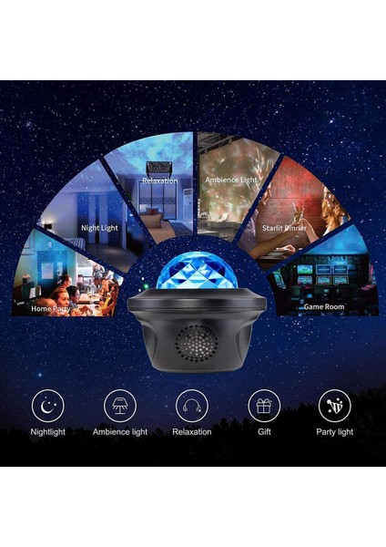 Yıldız Projektör, Uzaktan Kumandalı 12'si 1 Arada Nebula Gece Işıkları, Bluetooth Hoparlörlü Galaxy Projektör, Ruh Hali Lambası (Yurt Dışından)