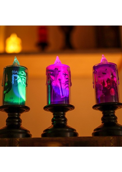 12 Adet/takım Cadılar Bayramı Dekorasyon Kale Şamdan Işık LED Elektronik Mum Işığı Korku Gece Işıkları (Yurt Dışından)