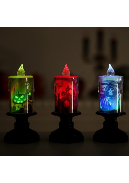 12 Adet/takım Cadılar Bayramı Dekorasyon Kale Şamdan Işık LED Elektronik Mum Işığı Korku Gece Işıkları (Yurt Dışından)
