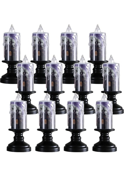 12 Adet/takım Cadılar Bayramı Dekorasyon Kale Şamdan Işık LED Elektronik Mum Işığı Korku Gece Işıkları (Yurt Dışından)