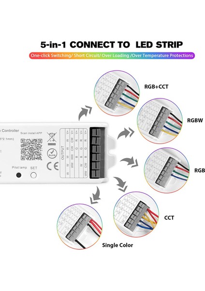 LM052 Zigbee 3.0 LED Şerit Denetleyici DC12-24V Rgb Cct Rgbw 5ın1 Kısılabilir Akıllı Yaşam App ile Uyumlu/ (Yurt Dışından)