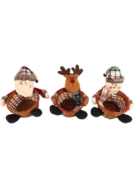 3 Adet Sevimli Noel Şeker Depolama Sepeti Noel Hediyesi Tutucu Sepeti Santa Sepeti Ev Masaüstü Dekorasyon (Yurt Dışından)