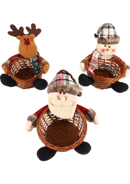 3 Adet Sevimli Noel Şeker Depolama Sepeti Noel Hediyesi Tutucu Sepeti Santa Sepeti Ev Masaüstü Dekorasyon (Yurt Dışından) fiyatları