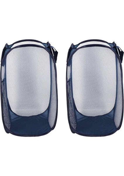 2 Adet Katlanabilir Pop-Up Örgü Sepeti, Güçlendirilmiş Taşıma Saplı Çamaşır Sepeti (Yurt Dışından)