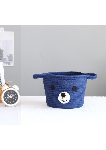 Ayı Pamuk Halat Saklama Sepetleri Dokuma Kirli Giysiler Çamaşır Sepeti Masaüstü Çeşitli Eşyalar Organizatör Kutusu-Lacivert (Yurt Dışından) fiyatları