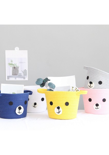 Ayı Pamuk Halat Saklama Sepetleri Dokuma Kirli Giysiler Çamaşır Sepeti Masaüstü Çeşitli Eşyalar Organizatör Kutusu-Lacivert (Yurt Dışından) modelleri