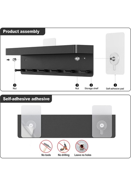 6 Kanca Duvar Raf Raf Modern Giysi Saklama Raf Kanca Havlu Portmanto Anahtarlık Raf Eldiven Depolama Rafı (Yurt Dışından) indirimleri