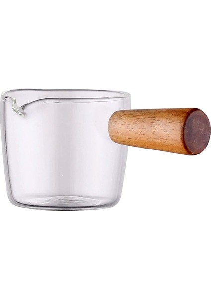 Ahşap Saplı Cam Süt Kupası Sürahisi 3 Ons Süt ve Krema Sürahi Kahve Çay Veya Akçaağaç Şurubu Servis Için Shot Bardakları (Yurt Dışından)
