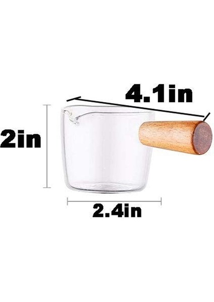 Ahşap Saplı Cam Süt Kupası Sürahisi 3 Ons Süt ve Krema Sürahi Kahve Çay Veya Akçaağaç Şurubu Servis Için Shot Bardakları (Yurt Dışından)