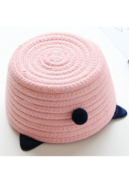 Çok Işlevli Pamuk Halat Örgü Kıl Yumağı Kulak Depolama Sepeti Masaüstü Kozmetik Çeşitli Eşyalar Organizatör Sepet Ev Dekor-Pembe (Yurt Dışından) fırsatları