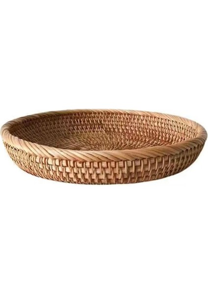 Rattan El Yapımı Gerçek Rattan Meyve Sepeti Aperatif Ekmek Sepeti Tepsi Oturma Odası Aperatifler Çeşitli Eşyalar Depolama Sepeti Meyve Tepsisi M (Yurt Dışından)