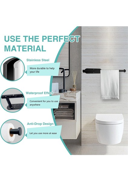 2'li Çok Yönlü Kağıt Havluluk, Paslanmaz Çelik Siyah Duvara Montajlı Veya Kendinden Yapışkanlı (Yurt Dışından) modelleri