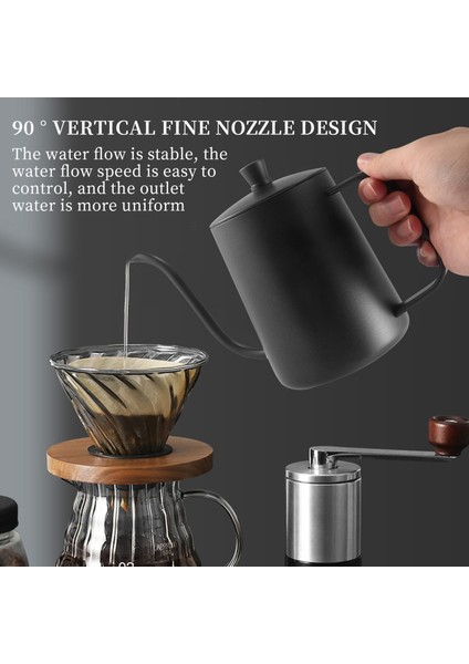 550 ml El Cezve Ev Kahve El Pot Asılı Kulaklar ile Paslanmaz Çelik Uzun Ağız Pot Damla El Pot (Yurt Dışından)