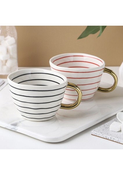 Geometrik Seramik Bardak El Boyalı Kapasiteli Su Kolu Bardak Düzensiz Süt Ofis Kahve Fincanı Hediye Ev Dekor F (Yurt Dışından) fırsatları