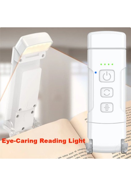 Zamanlayıcı ile Kitap Işığı USB Şarj Edilebilir Okuma Işığı Klipsli Okuma Lambası Imi Gece Lambası Kitap Lambası 5 Parlaklık-Sütlü (Yurt Dışından)