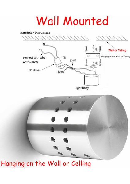 LED Duvar Işığı 3W Kare Iç Mekan Duvar Lambası Modern Yatak Odası Otel Bar Işığı (Soğuk Beyaz Işık) Gümüş Alüminyum (Yurt Dışından) fiyatları