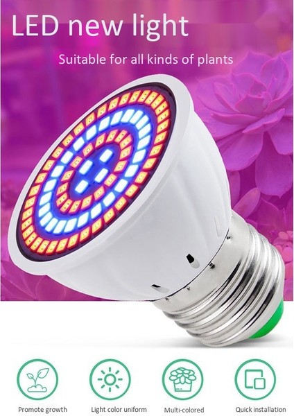 E27 80 Bitki Büyümek Lamba LED Tam Spektrum Büyüme Ampuller Fide Çiçek Kapalı Topraksız Bitkiler Için Fito Lamba (Yurt Dışından)
