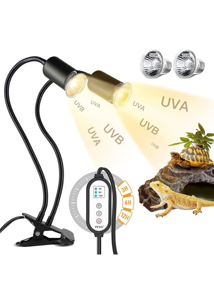 Sürüngen Isı Lambası, Döngü Zamanlayıcılı Çift Kafalı Uva Uvb Isıtma Işık Lambası, Sakallı Abd Fişi Için Basking Işık (Yurt Dışından) fiyatları