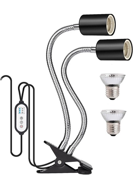 Sürüngen Isı Lambası, Döngü Zamanlayıcılı Çift Kafalı Uva Uvb Isıtma Işık Lambası, Sakallı Abd Fişi Için Basking Işık (Yurt Dışından) indirimleri