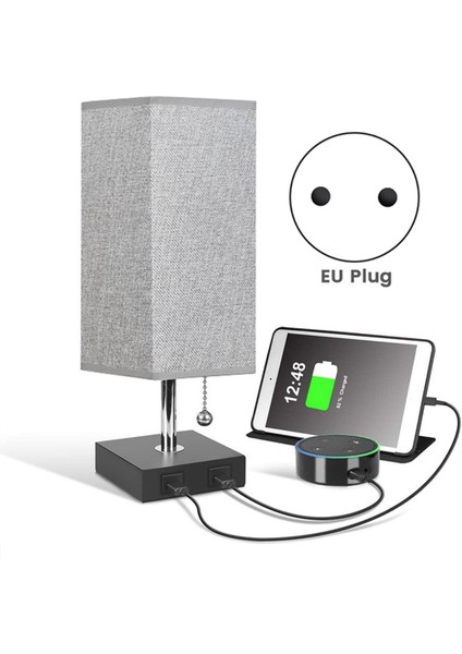 Yatak Odası Için Başucu Lambası 2 USB Şarjlı Masa Lambaları Kahve Kumaş Gölge Yatak Odası Odası Için Modern Aydınlatma Armatürü Ab Tak (Yurt Dışından)