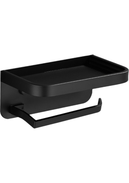 Kağıt Havlu Rulo Tutucu Uzay Alüminyum Tuvalet Kağıdı Depolama Ücretsiz Delme Kağıt Kutusu Cep Telefonu Rafı (Siyah) (Yurt Dışından)