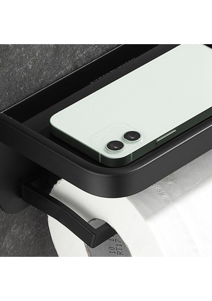 Kağıt Havlu Rulo Tutucu Uzay Alüminyum Tuvalet Kağıdı Depolama Ücretsiz Delme Kağıt Kutusu Cep Telefonu Rafı (Siyah) (Yurt Dışından) indirimleri