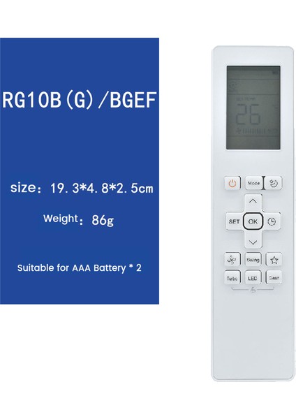 RG10B (G)/bgef Klima Soğutma Isıtma Klima Için Uzaktan Kumanda RG10B (K1)/bgefu1 (Yurt Dışından)