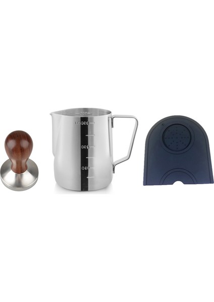 3 Adet/takım Kahve Eşyaları 51MM Ahşap Saplı Kahve Tozu Sabotaj Silikon Kahve Taşlama Pedi 350 ml Çekme Çiçek Silindir (Yurt Dışından)