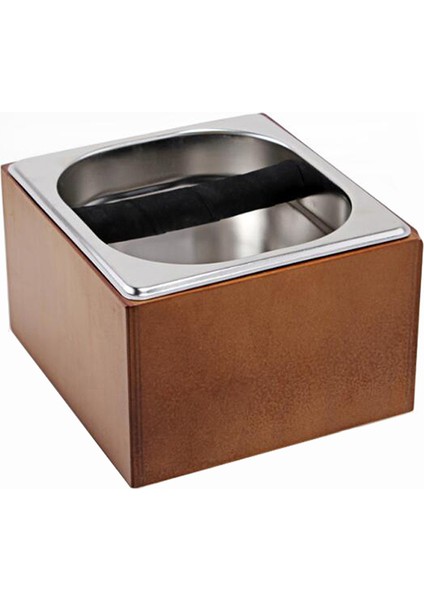 Kahve Knock Box Paslanmaz Çelik Ahşap Kahve Telvesi Konteyner Kutusu Barista Kahve Kalıntı Kovası Eziyet Çöp Kutusu (Yurt Dışından)