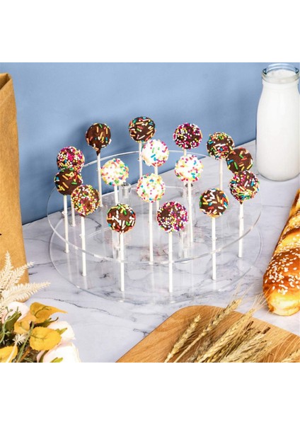 Akrilik Kek Teşhir Standı, Düğünler Için 16 Delikli Şeffaf Kare Lolipop Tutucu Bebek Duşları Doğum Günü Yıldönümleri A (Yurt Dışından)