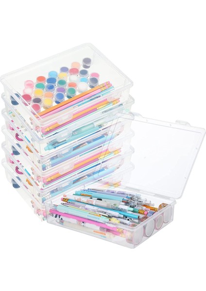 Adet 11IN x 8ın x 2ın Plastik Saklama Kutusu Kapaklı Çok Amaçlı Zanaat Organizatör Plastik Kaplar Şeffaf Kalem Kutusu (Yurt Dışından) fiyatları