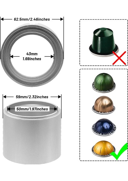 Yeniden Kullanılabilir Vertuo Metal Kapsül Dolum Aracı Dolum Kiti Alüminyum Raf, Fırça Kaşık Pod Gümüş ile Vertuoline Için (Yurt Dışından) fiyatları