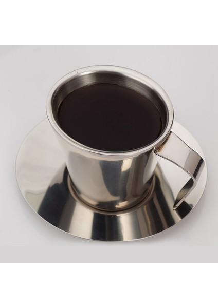 304 Paslanmaz Çelik Kahve Fincanı Tabaklı Çift Duvar Çay Bardakları 150ML Içme Bardakları (Yurt Dışından) modelleri