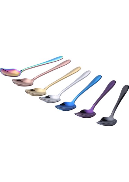 7 Adet/takım Paslanmaz Çelik Dondurma Kaşığı Kepçe Kahve Çay Kaşığı Seti 7 Renk Uzun Buz Kaşığı (Yurt Dışından)