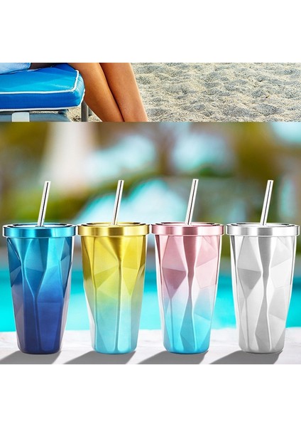 Düzensiz Çift Katmanlı 304 Paslanmaz Çelik Saman Kapaklı Su Bardağı Buz Bardağı Kahve Fincanı Buz Bardağı A (Yurt Dışından) fiyatları