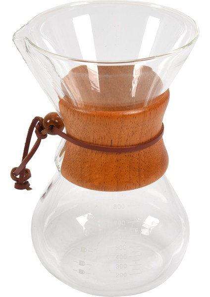 800ML Kahve Makinesi Üzerine Dökün, Cam Sürahi ve Yeniden Kullanılabilir Filtre ile Manuel Kahve Damlatıcı Brewer, Gerçek Açık Kahverengi Ahşap Kollu (Yurt Dışından)